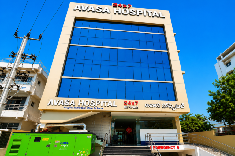 Avasa Hospital façade under clear skies