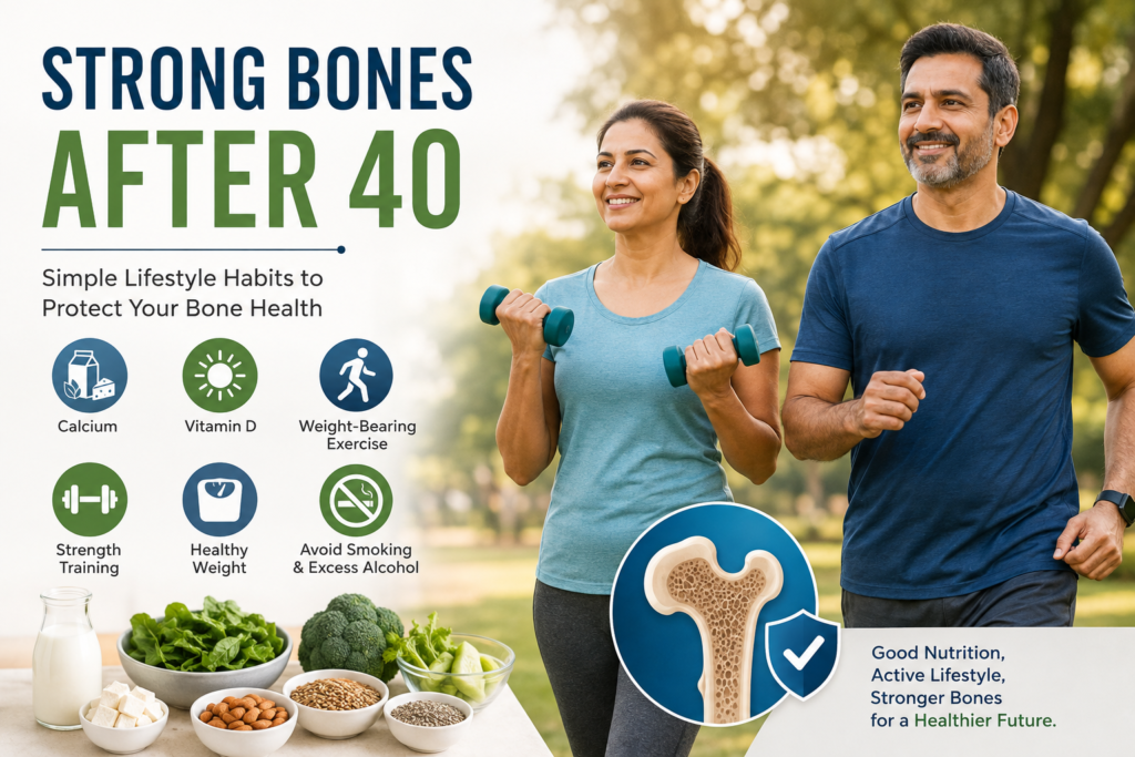 Strong bone health after 40 through exercise and healthy lifestyle habits