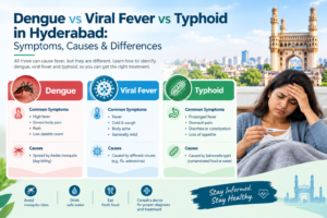 Dengue vs Viral Fever vs Typhoid in Hyderabad – symptoms, causes and key differences infographic